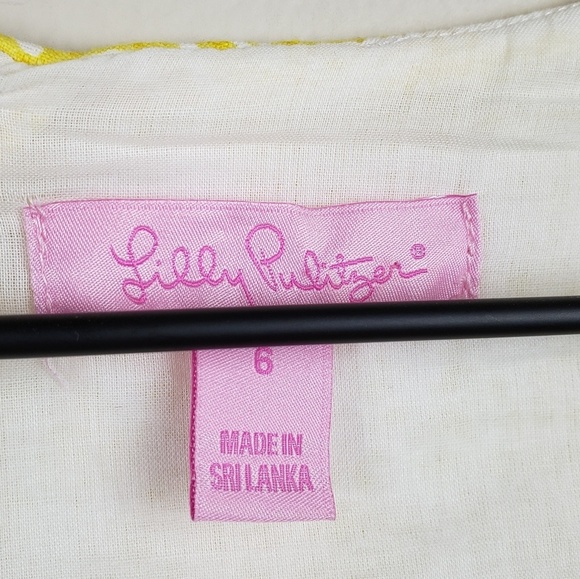 Lilly Pulitzer Macfarlane Eyelet Lace Shift Dress Yellow Kissed by the Sz 6 - Picture 5 of 7